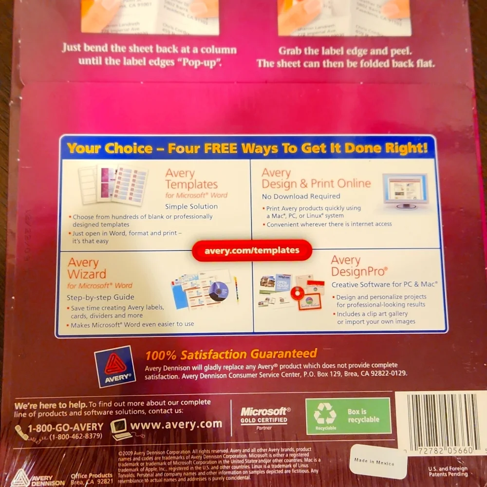 Avery 5660 Clear Easy Peel Address Labels, 1500 Labels